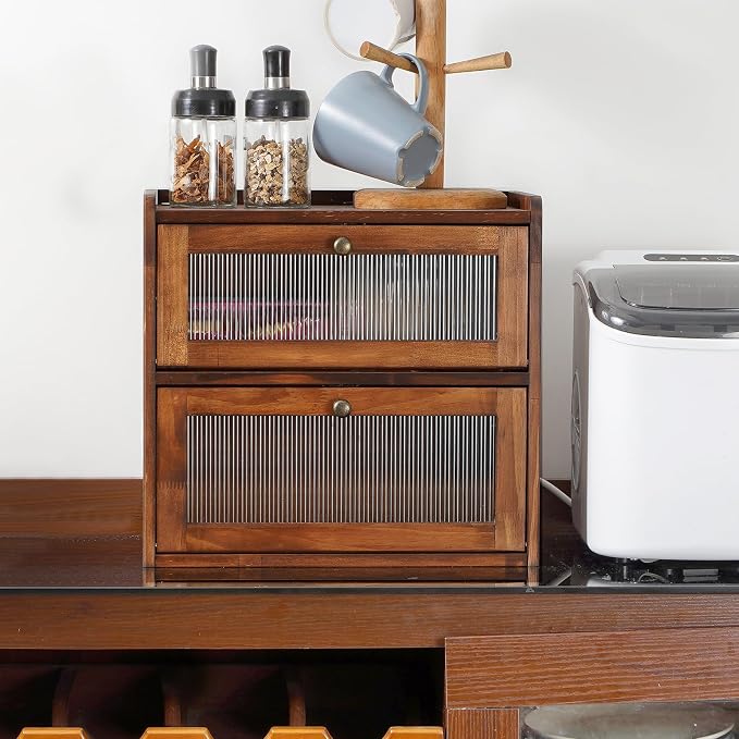 Sunhoo Bread Box for Kitchen Countertop Wooden Bread Storage Container Bin 2 - Image 8