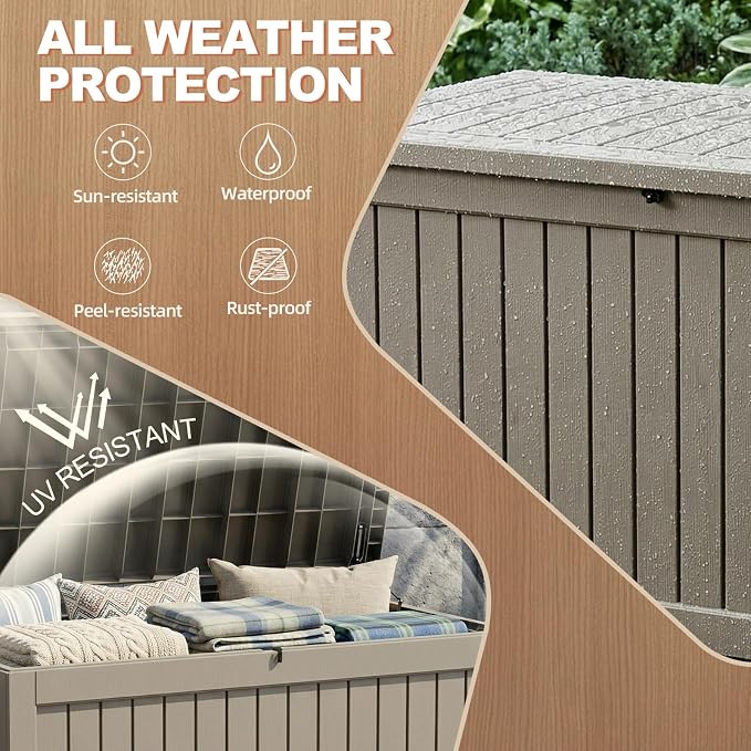 EFU Outdoor Storage Box 330 Gallon Deck Box Lockable UV Resistance Waterproof - Image 2