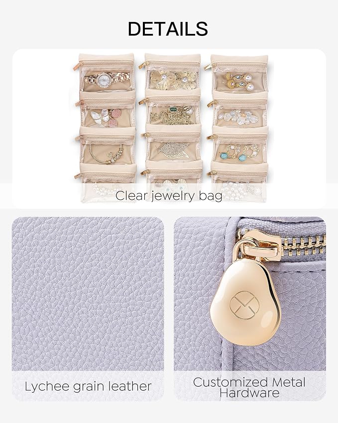 Vlando Jewelry Box with 12 Velvet Jewelry Bags Travel Jewelry Case - Image 4