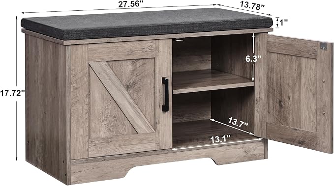 HOMSHO Farmhouse Shoe Storage Bench - Image 3