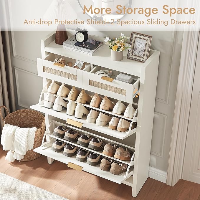 HOKYHOKY Rattan Shoe Storage Cabinet - Image 4