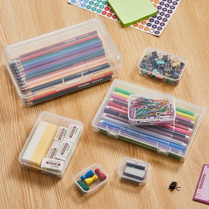 42 Pieces Mixed Sizes Rectangular Empty Mini Clear Plastic Organizer Box | - Image 5