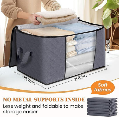 Large Clothes Storage Bags 4 Pack, Foldable Closet Organizers - Image 4