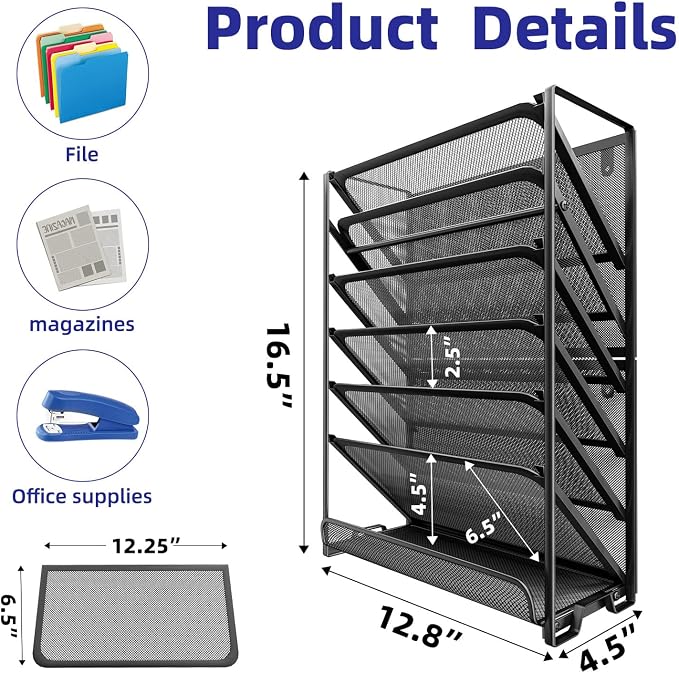 Simple Trending Wall File Organizer, Mesh 7-Tier Vertical Hanging File Holder - Image 2