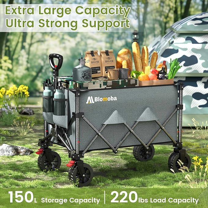 Blomoba Collapsible Wagon Cart, 150L Foldable Wagon - Image 4