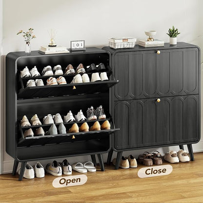 Decofy Shoe Cabinet with 2 Flip Drawers, Expanded Panel - Image 7