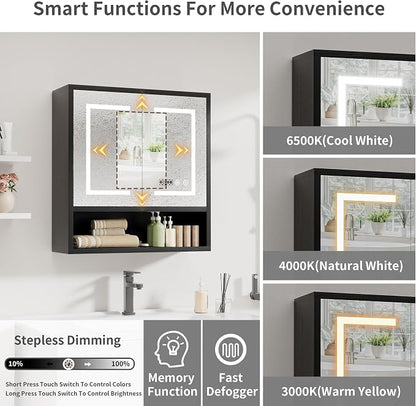 Bathroom Medicine Cabinet with Mirror, Lighted Wall Storage Cabinet, Living Room - Image 4