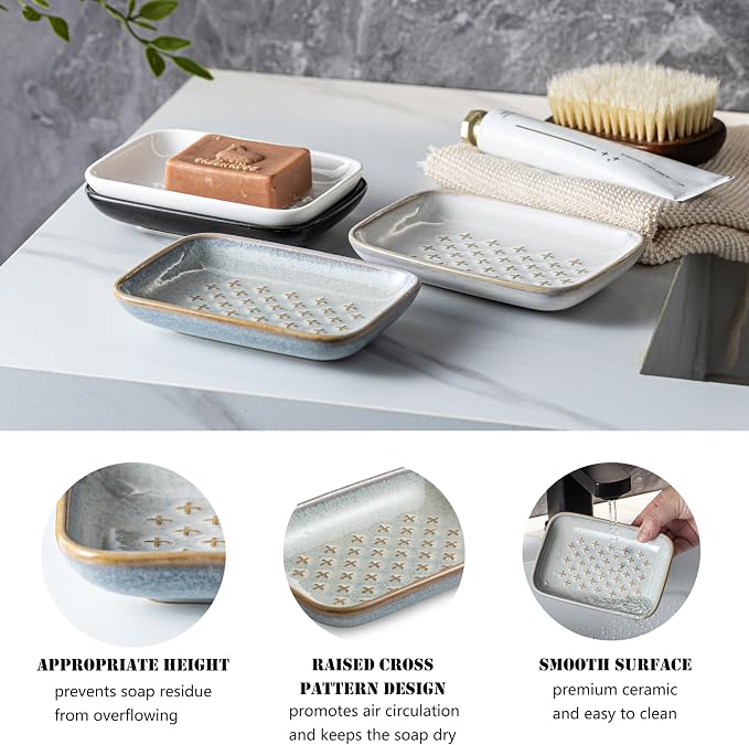 Gomakren Soap Dish, Shower Soap Holder, Ceramic Soap Dishes - Image 3