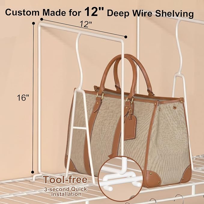 Wire Shelf Dividers for Closet: Clothes, Sweater Organizer, Vertical White - Image 2