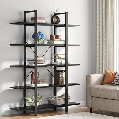Tribesigns 5-Tier Bookshelf, Vintage Industrial Style Bookcase 72 H x 12 W x - Image 6