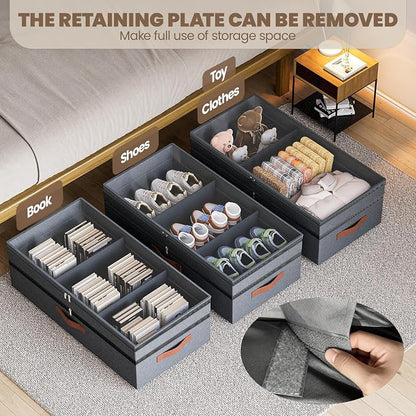Under Bed Storage with Wheels, Adjustable Underbed Drawer with Lids, Underbed - Image 5
