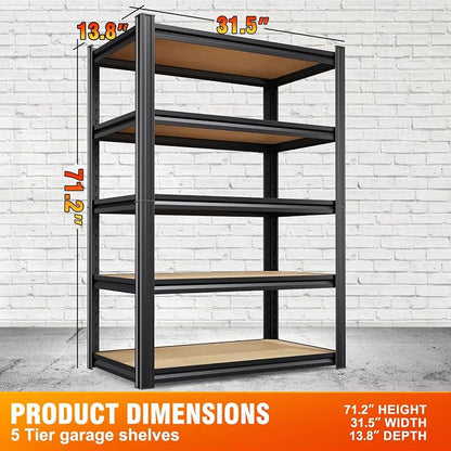 Storage Shelves, Adjustable Shelving Unit, 5T Wood Garage Shelving, Heavy Duty - Image 3