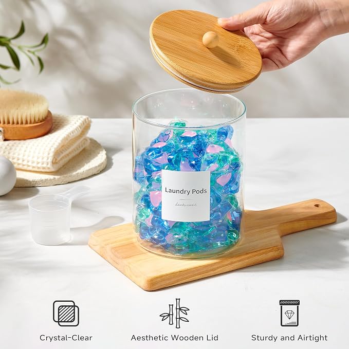 Glass Laundry Pods Container & Acrylic Dryer Sheet Holder - Image 4