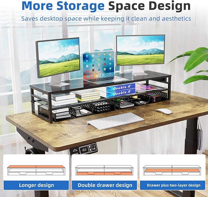 Simple Trending 2 Tier Metal Monitor Stand Riser - Image 3
