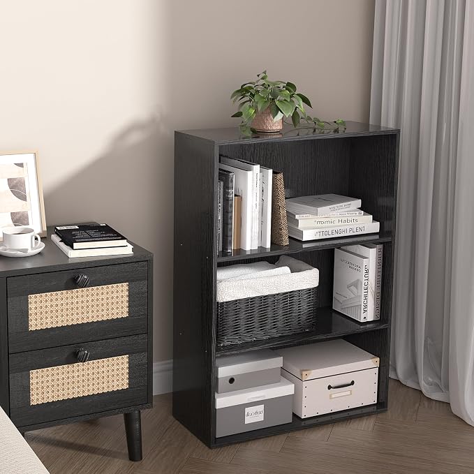 Wooden 3 Cube Storage Organizer, 3 Tier Low Bookcase Storage Display Organizer - Image 8
