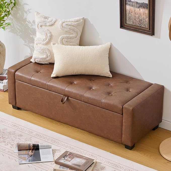 Huatean Home 48" Ottoman with Storage, Storage Ottoman Bench with Safety Hinge - Image 7