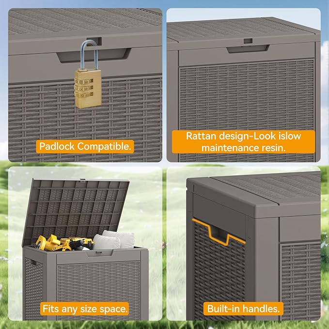 KAMABOKO 31 Gallon Outdoor Storage Box, Resin Deck Boxes Indoor and outdoor - Image 3