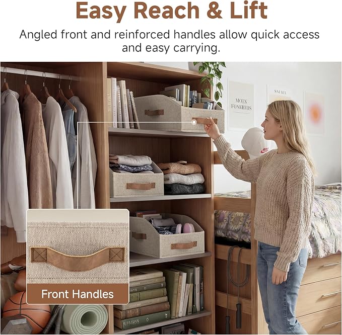 StorageWorks Closet Baskets for Organizing, Trapezoid Storage Bins, Linen - Image 3