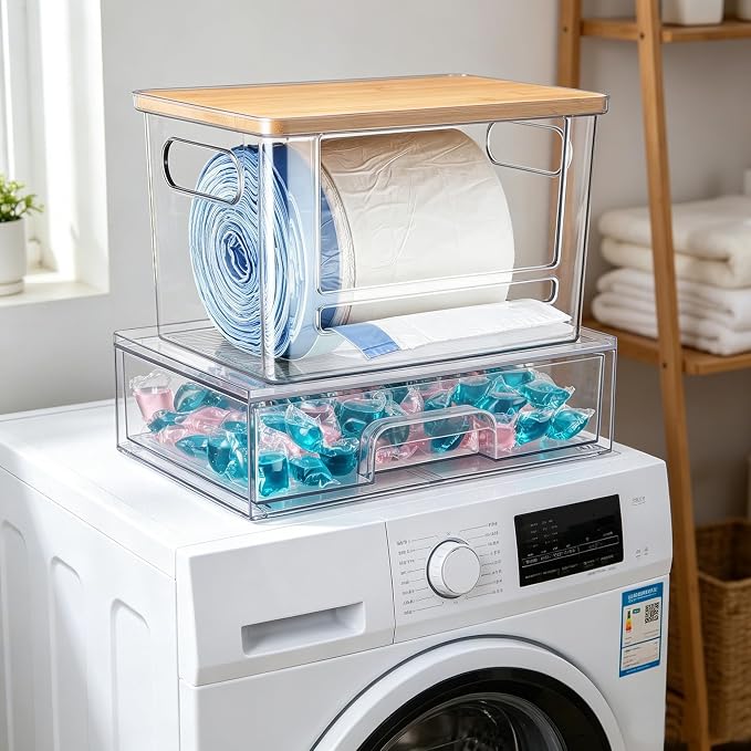 2Pcs Trash Bag Holder Under Sink Stackable Storage, Extra Large Laundry Room - Image 9