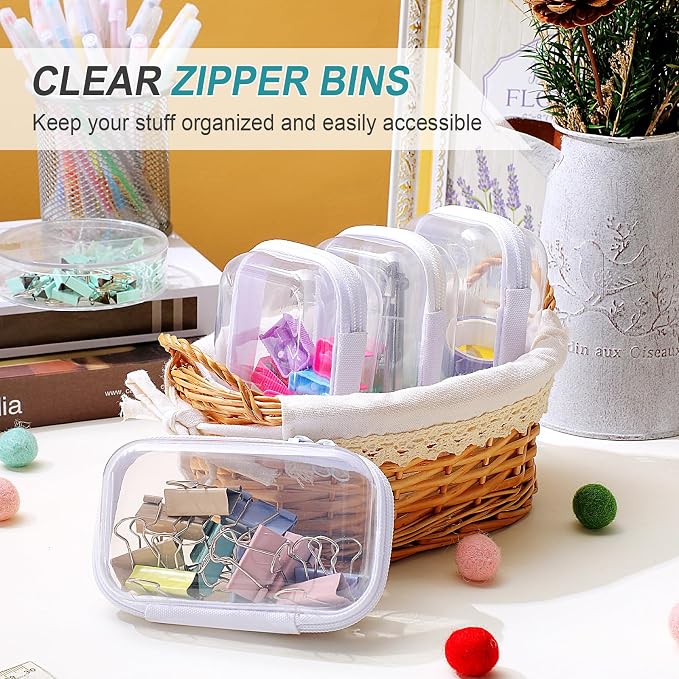 Hoolerry 4 Pcs Hard Clear Zipper Case Makeup Bags Plastic Pencil Pouch - Image 6