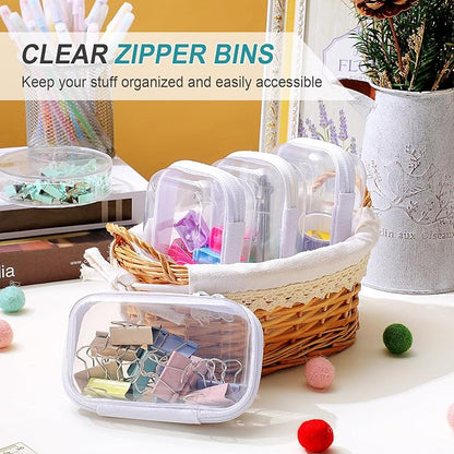 Hoolerry 4 Pcs Hard Clear Zipper Case Makeup Bags Plastic Pencil Pouch - Image 6