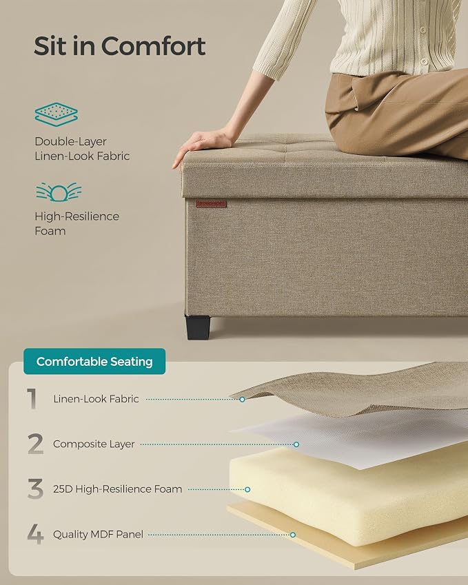 SONGMICS Storage Ottoman Bench, Foldable Foot Rest - Image 5