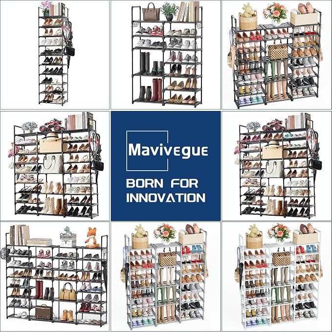 Mavivegue 10 Tiers Shoe Rack, Large Storage Space, 55-60 Pairs, Polypropylene - Image 7