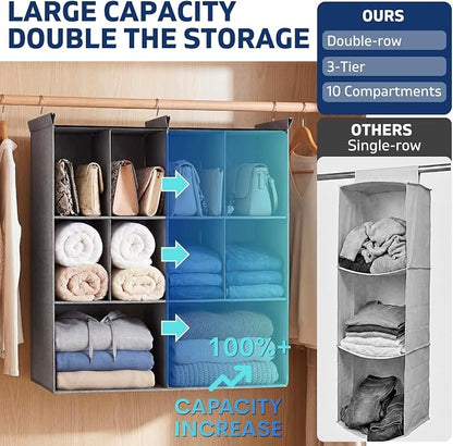 Ofiray-home 3 Tier Hanging Closet Organizer, 10 Compartments Sweater Organizer - Image 3