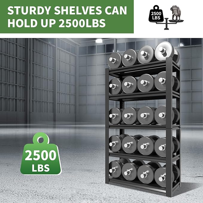 72" H Garage Shelving, Garage Shelves Heavy Duty, 5 Tier Adjustable Garage - Image 5