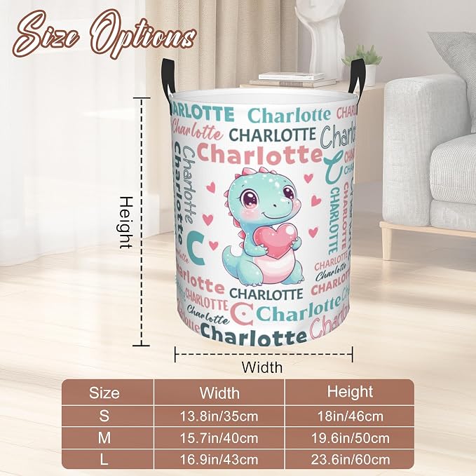Custom Name Laundry Hamper, Personalized Dinosaur Laundry Basket - Image 3