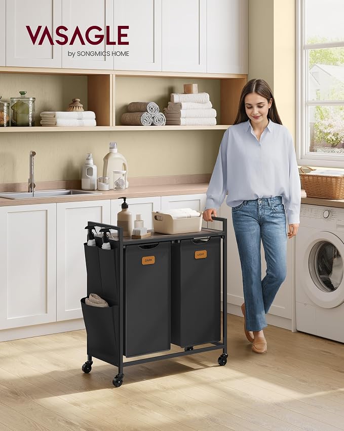VASAGLE Laundry Hamper, Laundry Sorter Rolling Cart - Image 2