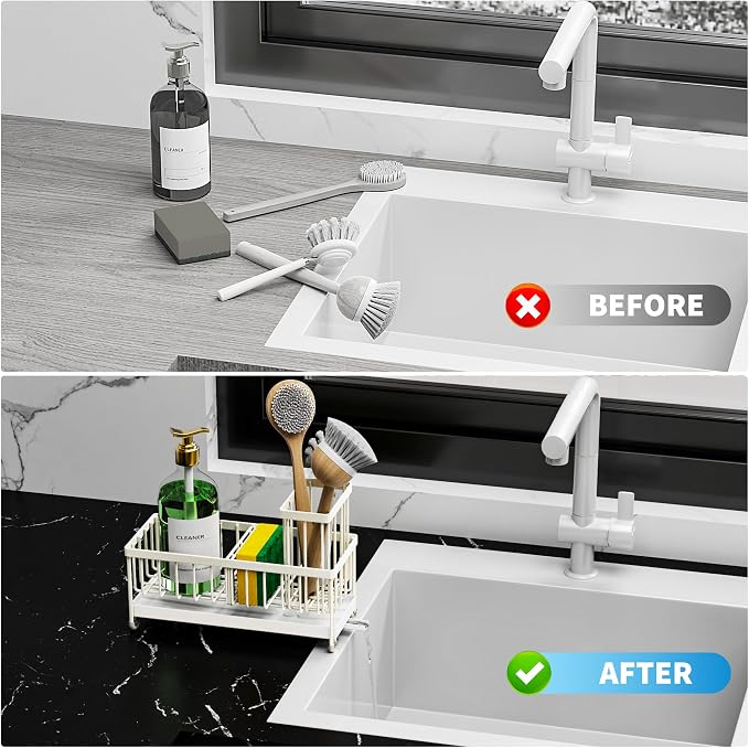 Cisily Cream Sponge Holder for Kitchen Sink, Sink Caddy Organizer - Image 7