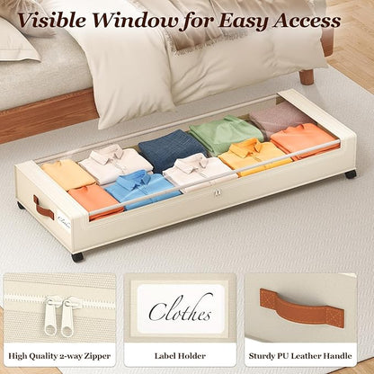 Yecaye Under Bed Storage with Wheels 2 Pack, 85 L Extra Large Under Bed Storage - Image 5