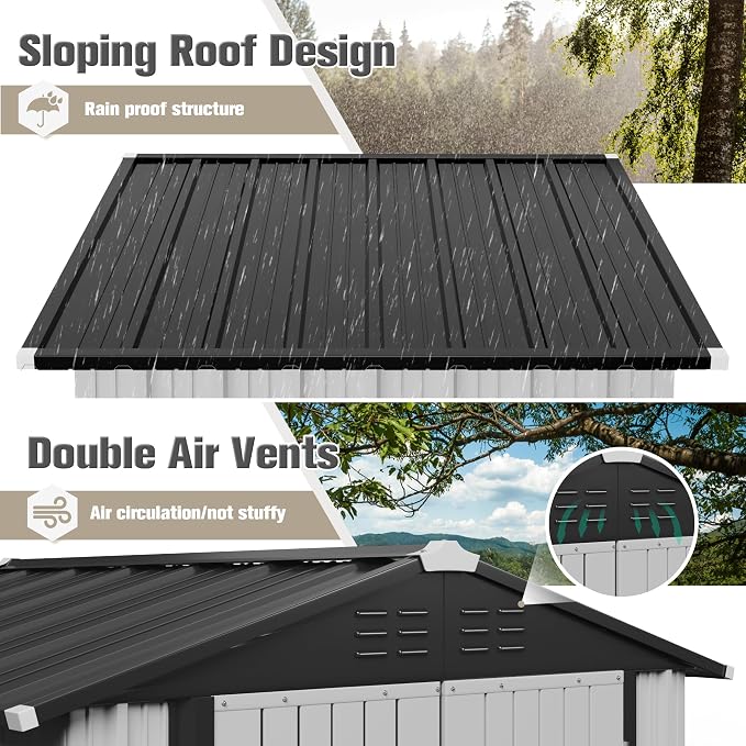 JUMMICO Metal Outdoor Storage Shed 6 x 4 FT Metal Shed - Image 4