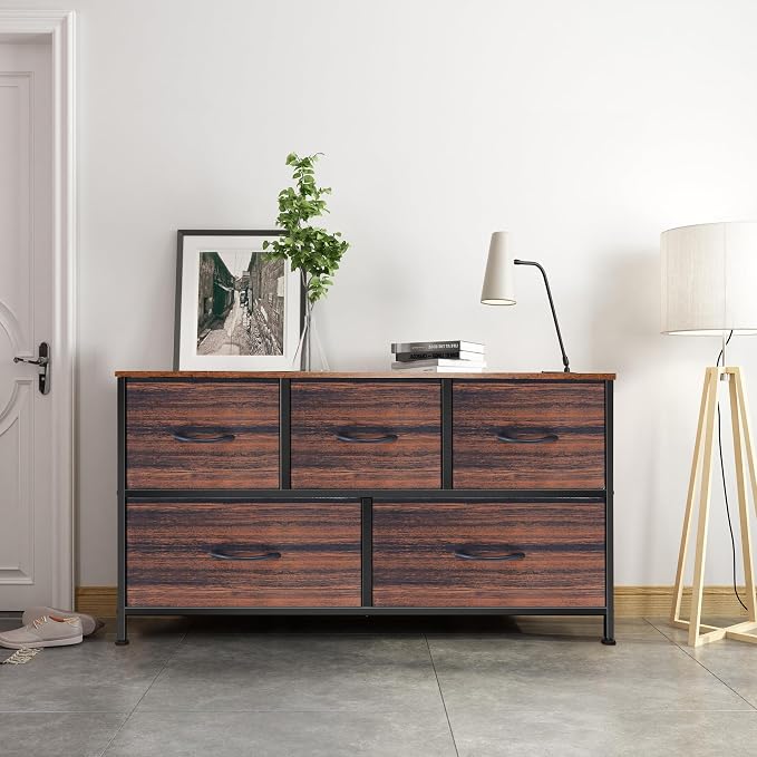 Dresser for Bedroom with 5 Drawers, Chest of Drawers, Storage Drawers Organizer - Image 9