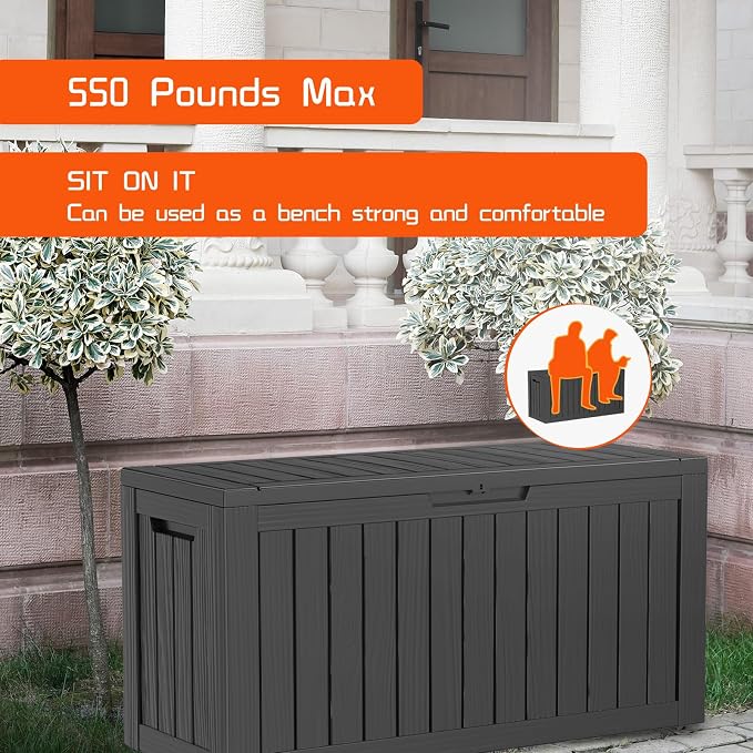 90 Gallon Deck Box, Resin Outdoor Storage Box - Image 3