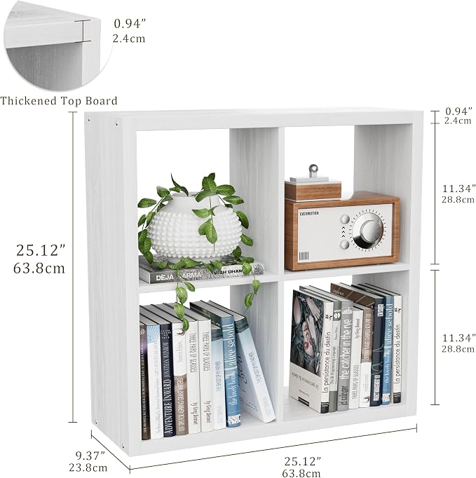 Cube Storage Organizer Bookcase, Decorative 11 inch Open Back Cubical Shelf - Image 3