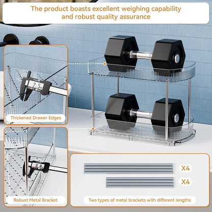 4 Pack Large Pull Out Bathroom Organizers and Storage, 2 Tier 12.8″ Tall - Image 6