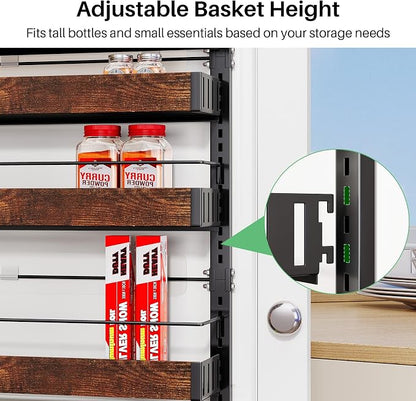 SNTD 8 Tiers Wooden Over Door Organizer, Rustic Brown | Pantry Door Organizers - Image 4