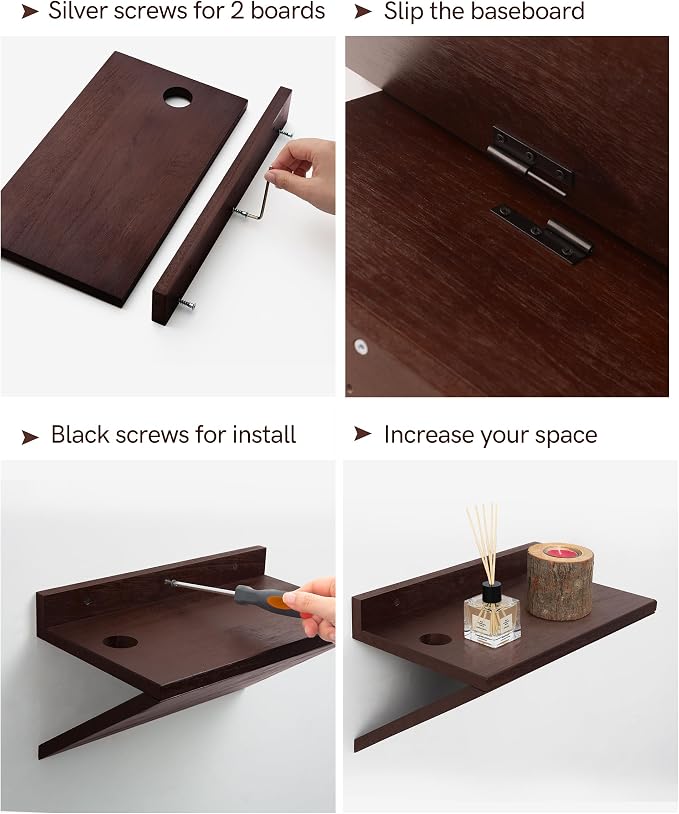 Modern Floating Nightstand Wooden Hanging Bedside Table - Image 7