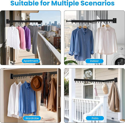 Clothes Drying Rack Wall Mounted, Retractable Collapsible Space Saver - Image 8