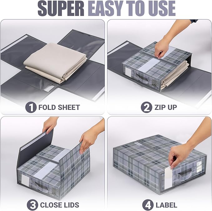 4 Pack Bed Sheet Organizer and Storage - Image 4