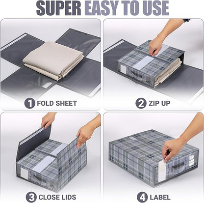 4 Pack Bed Sheet Organizer and Storage - Image 4