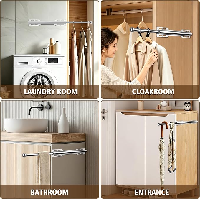 Valet Rod for Closet Pull Out, Standard Retractable closet rod organization rack - Image 6