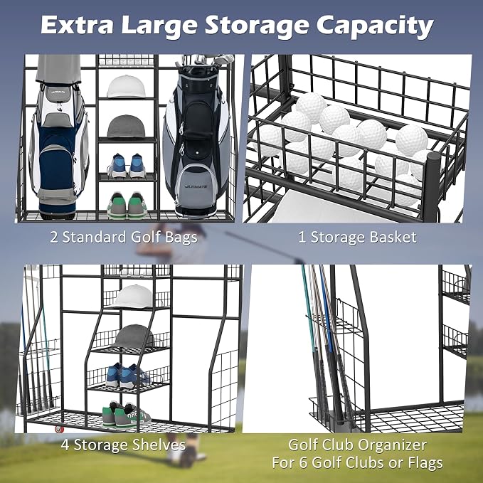GYMAX Golf Bag Organizer, Golf Storage Garage Organizer - Image 3