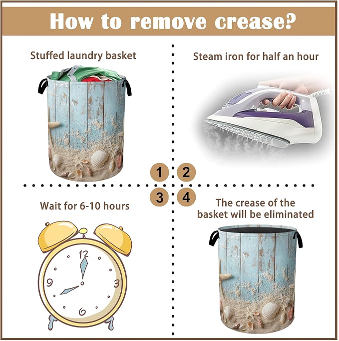 Large Laundry Basket, Beach Seashell Starfish Collapsible Laundry Baskets - Image 6