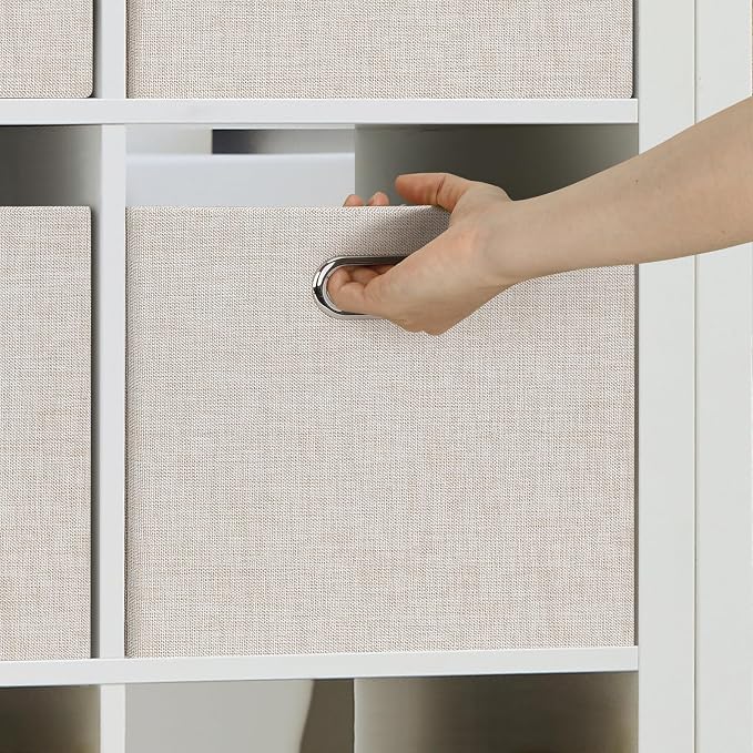 Posprica Closet Storage Bins, 4 Pack Large Closet Shelf Organizers, Linen - Image 5
