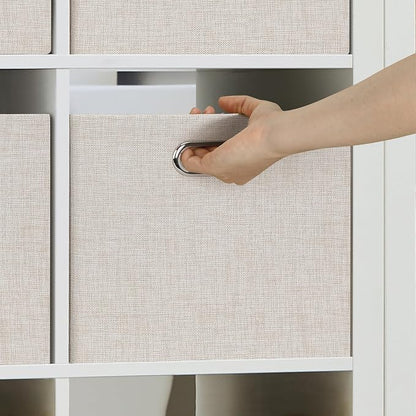 Posprica Closet Storage Bins, 4 Pack Large Closet Shelf Organizers, Linen - Image 5