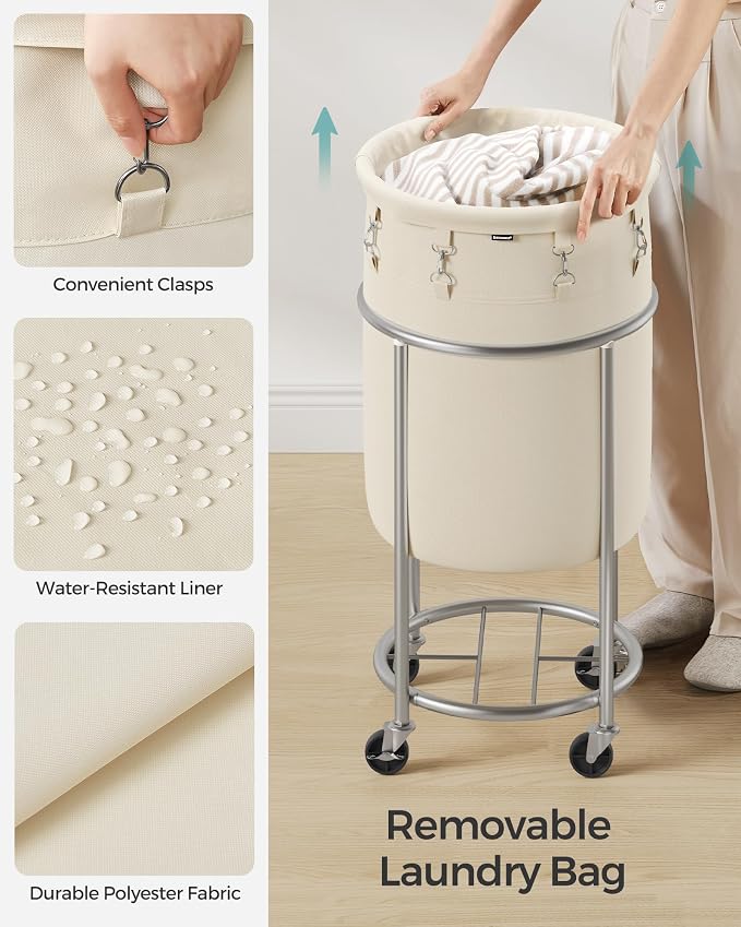 SONGMICS Laundry Basket, Rolling Steel Frame - Image 5