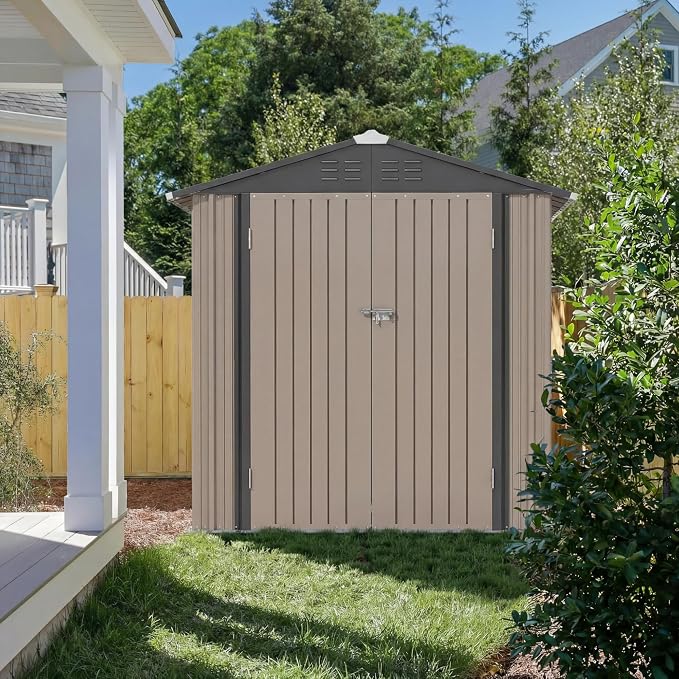 JUMMICO Metal Outdoor Storage Shed 6 x 8 FT Metal Shed - Image 6